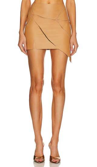 Broken Faux Leather Mini Skirt in Light Brown | Revolve Clothing (Global)