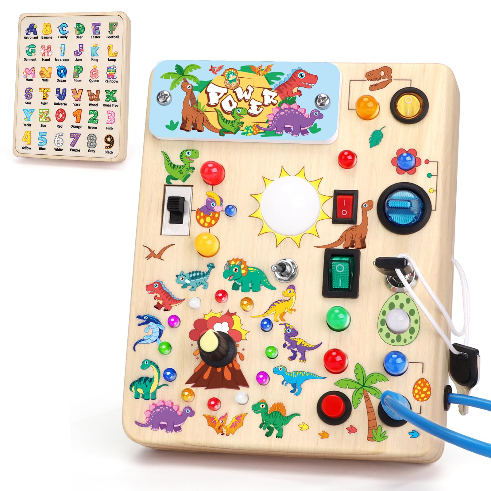 Dinosaur Busy Board, Wooden Toddler Toy, Sensory Travel Toy, Ideal Gift for 1-3 Years Old Boys (D... | Amazon (US)