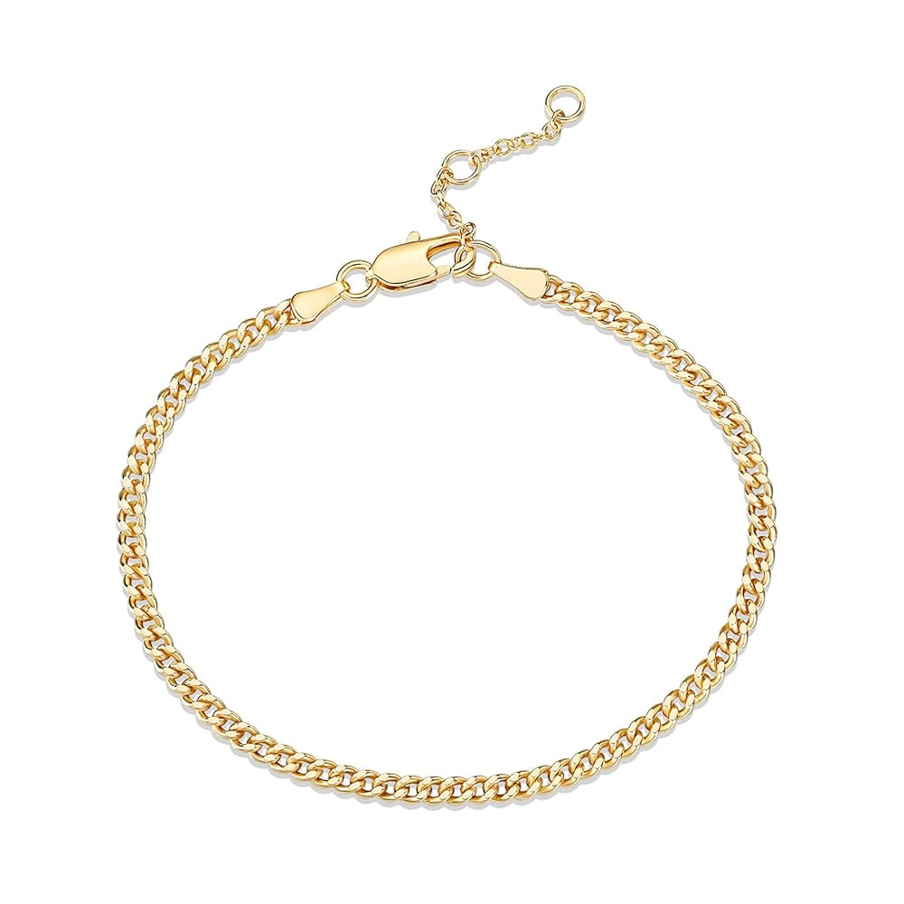 PAVOI 14K Gold Plated Paperclip/Curb/Figaro Chain Adjustable Bracelet for Women | Amazon (US)