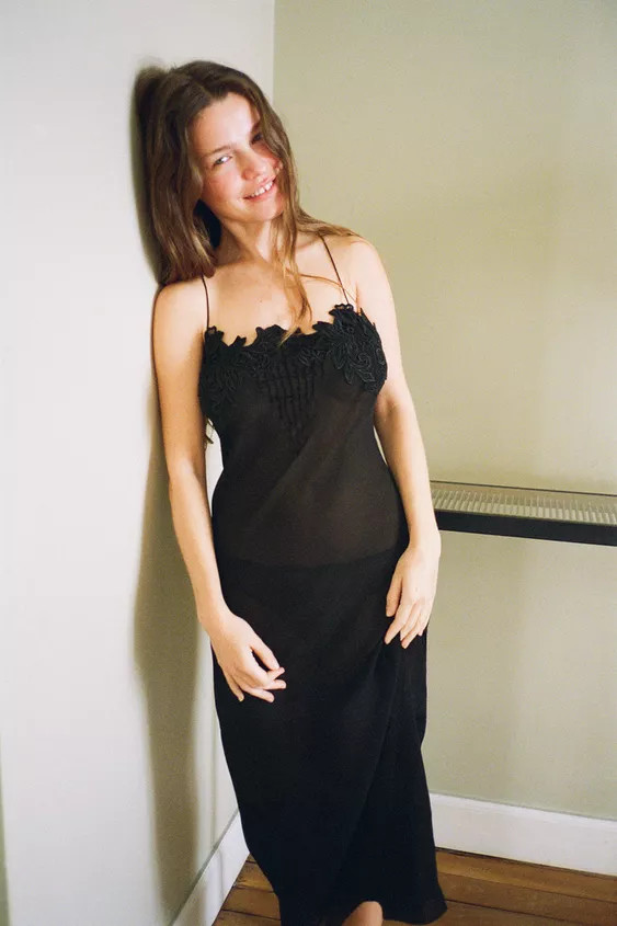 EMBROIDERED GEORGETTE MIDI DRESS | Zara US