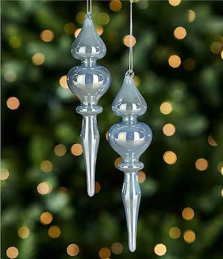 Southern Living Merry and Bright Collection Blue Iridescent Finial Ornament, Set of 2 | Dillard's | Dillard's
