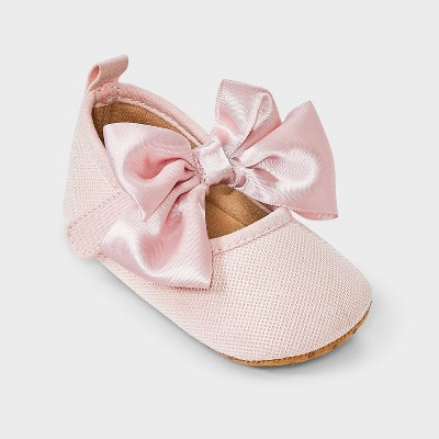 Baby Girls' Satin Bow Ballet Flats - Cloud Island™ Light Pink 6-9M | Target