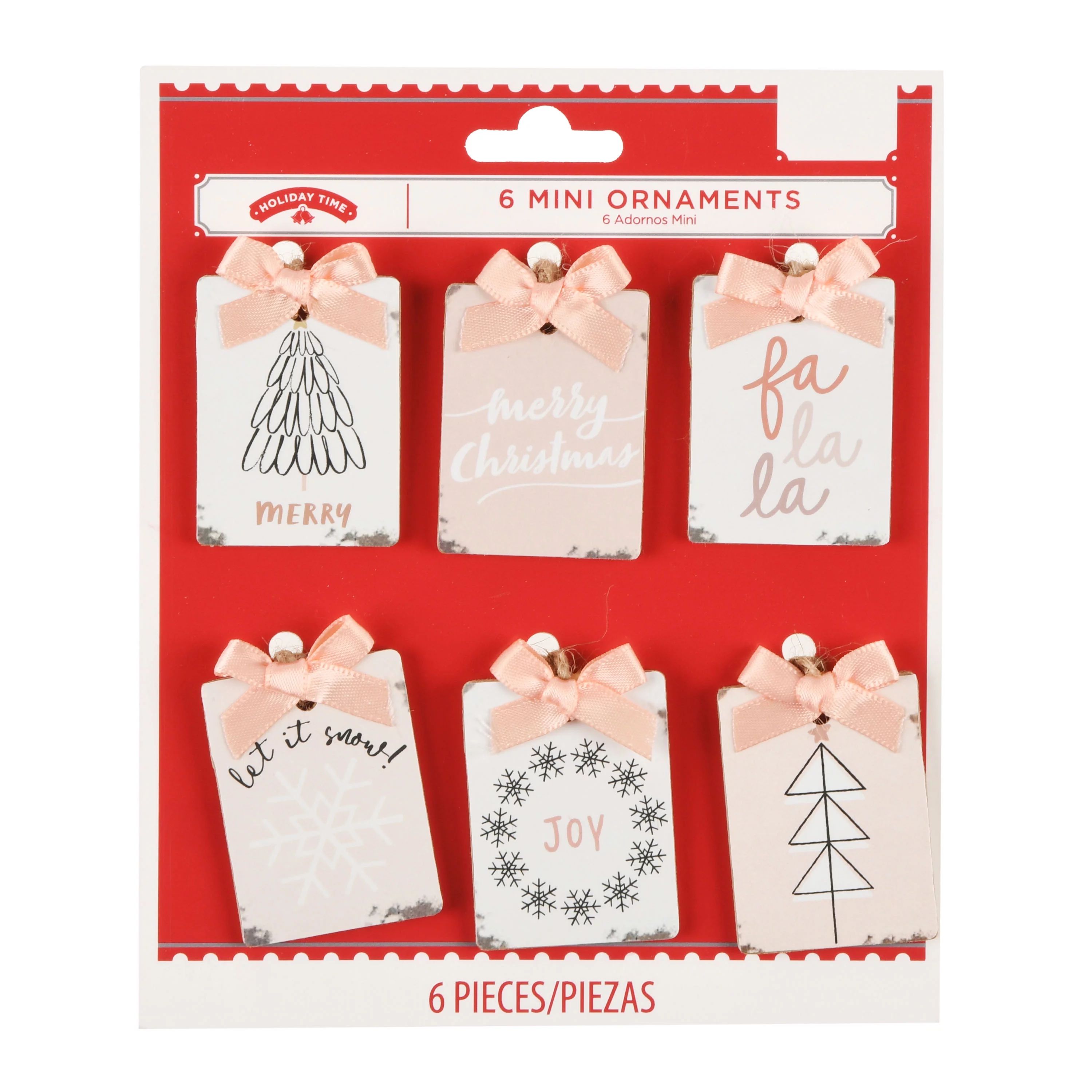 Holiday Time Bright Tag and Bow Christmas Ornaments, 6.13", 6 Count - Walmart.com | Walmart (US)