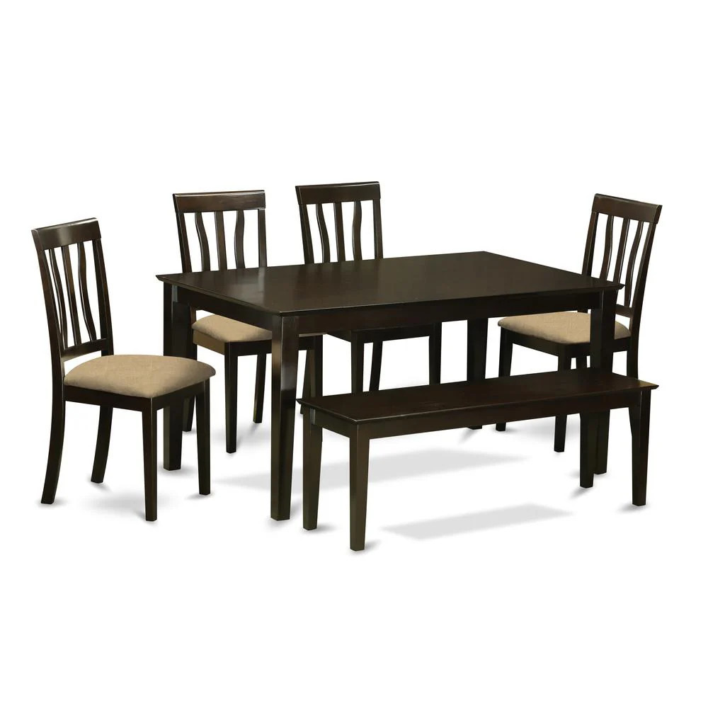 CAAN6-CAP-C 6 Pc Dining Table with bench set- Kitchen Table with 4 Chairs plus bench | Shop Simon