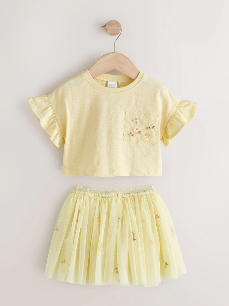Yellow Embroidered Top & Skirt Set (3mths-7yrs) | Next US