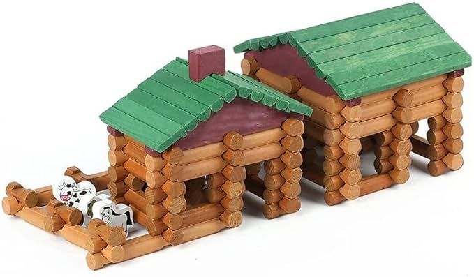 Wondertoys 170 Pieces Wood Logs Set Ages 3+, Classic Building Log Toys for Boy, Creative Construc... | Amazon (US)