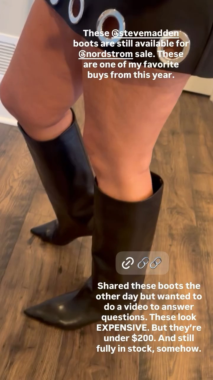 These Steve Madden boots are under $200, are miraculously still available in the Nordstrom Anniversary Sale, and are one of my favorite purchases this year!

These are the epitome of both chic and comfortable. This boot is roomy in the calves, works for wide feet, and has a short block heel that makes them easy to walk in. They look and feel so much more expensive than they are!

#LTKSaleAlert
