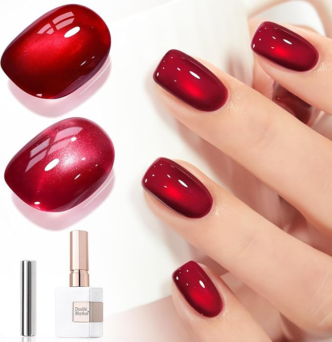 Double Rhythm Jelly Glass Cat Eye Gel Polish with Magnet 15ML Holographic Glitter Shimmer Translu... | Amazon (US)
