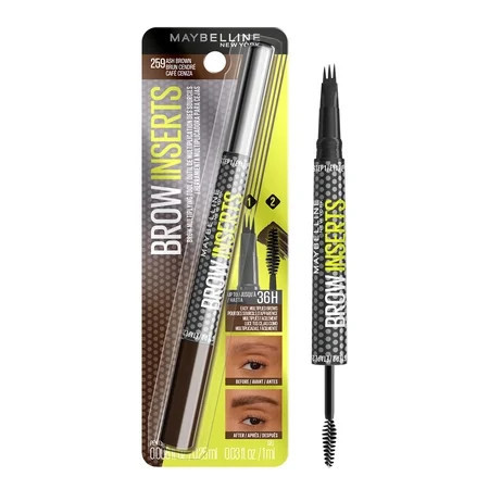 Maybelline Brow Inserts 2-in-1 Eyebrow Pen and Brow Gel, Ash Brown, 0.04 fl oz | Walmart (US)