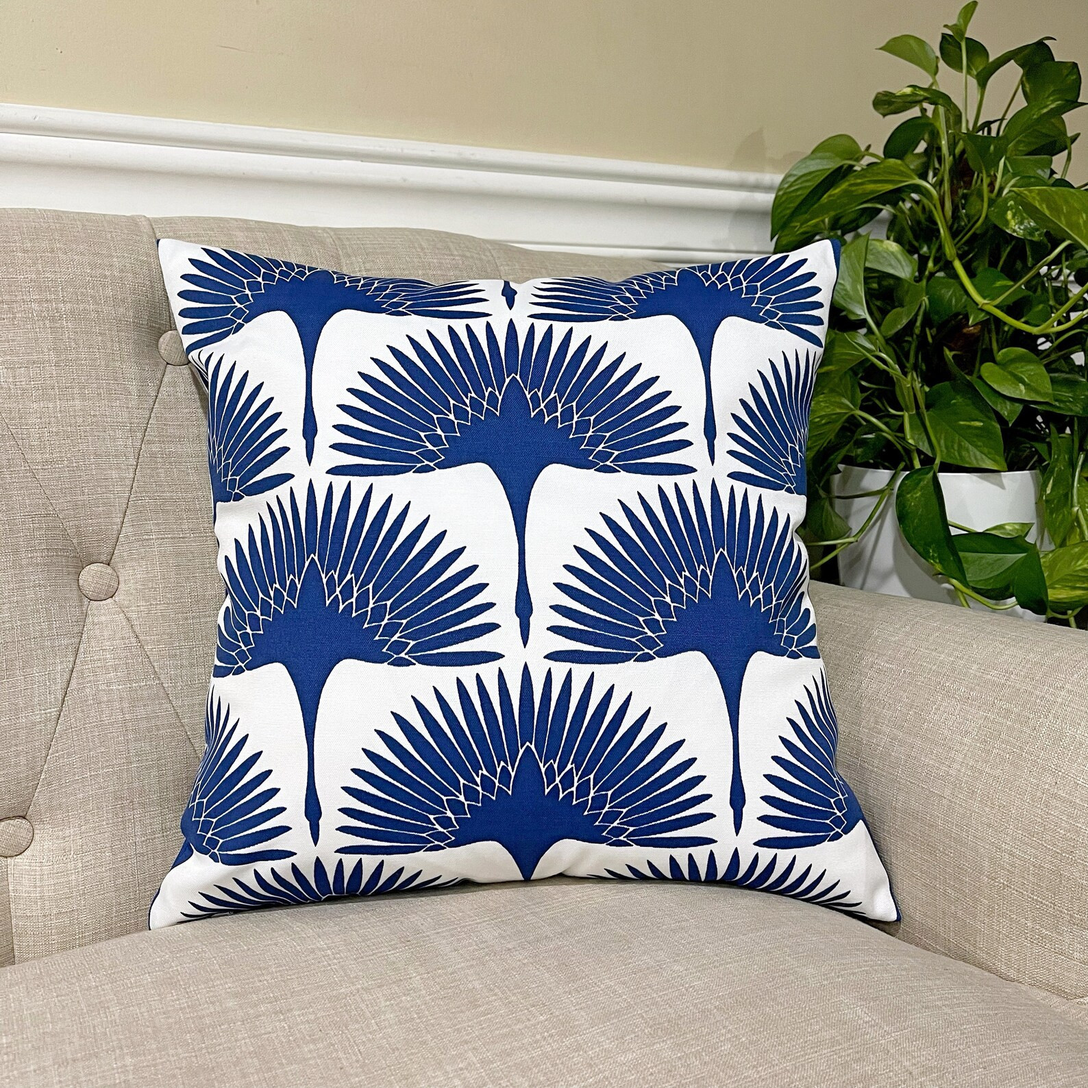 Outdoor / Indoor Flock Classic Blue Pillow Cover Blue and - Etsy | Etsy (US)