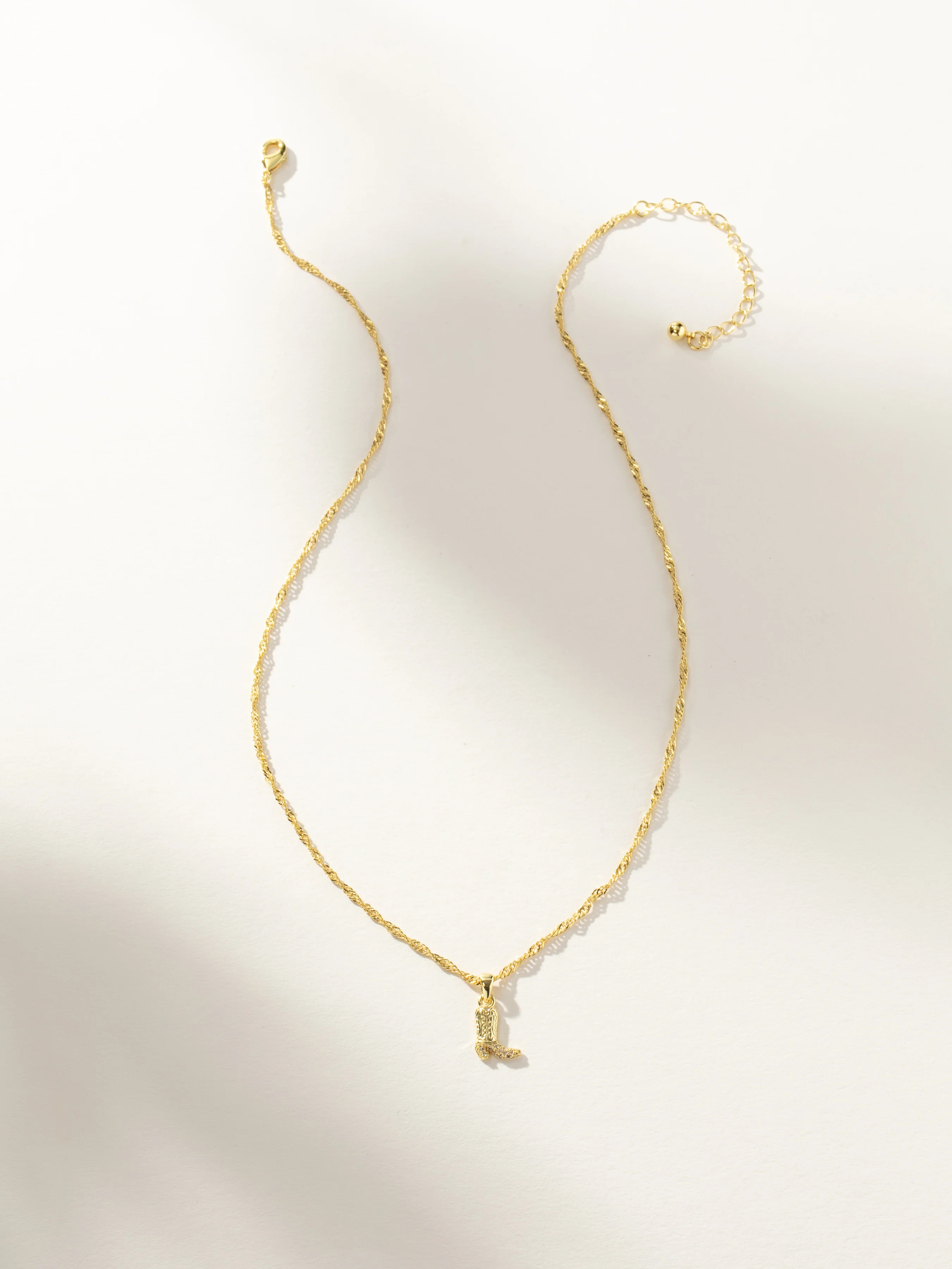 Rhinestone Cowboy Boot Pendant Necklace in Gold | Uncommon James | Uncommon James