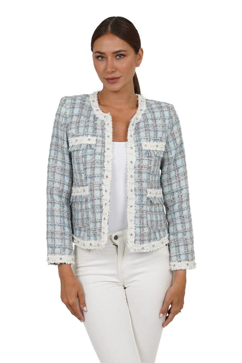 Blair Tweed Jacket In Blue | Shop Simon