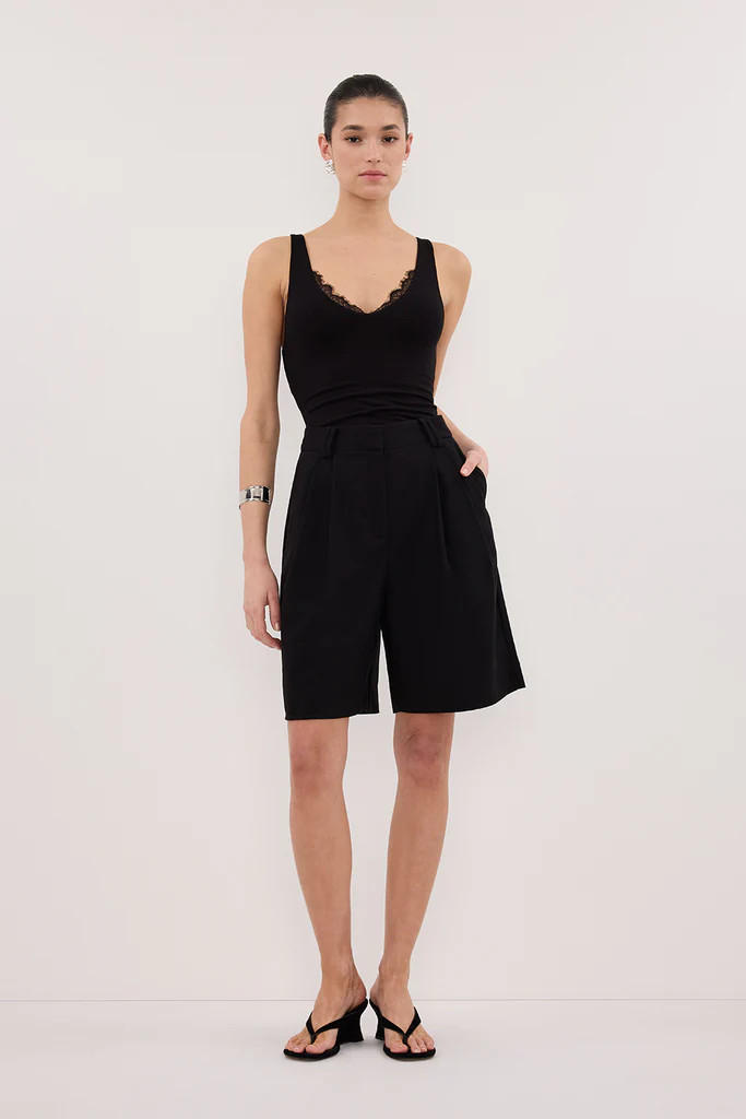 REBECCA BLACK LACE TRIM KNIT TANK | DISSH