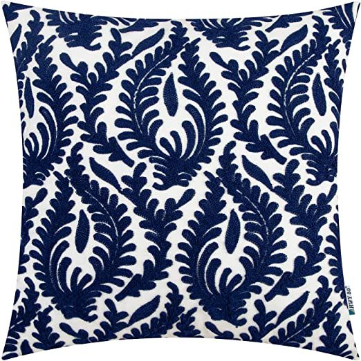 HWY 50 Navy Blue Throw Pillow Covers 18x18 inch, for Couch Sofa Bed, Decorative Embroidered Branc... | Amazon (US)