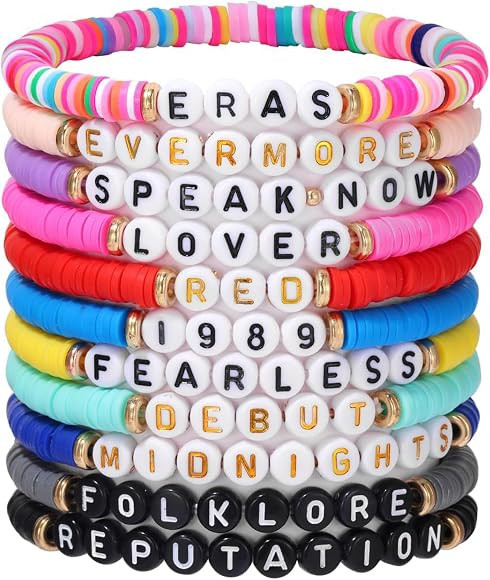 Sirdplay NEW Friendship Bracelets-T-Swift Charm Bracelets Lover 1989 Speaknow Fearless Red,T-Swif... | Amazon (US)