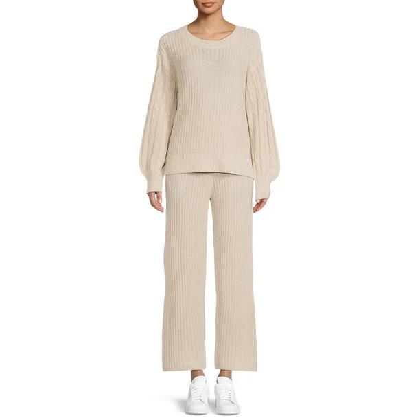 Time and Tru Women's Waffle Top and Pants, 2-Piece Set | Walmart (US)