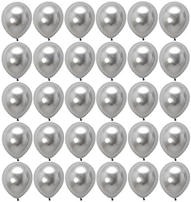 5 inch Metallic Silver Balloons, 100 pcs Thick Chrome Birthday Balloons Latex Helium Balloons for Pa | Amazon (US)