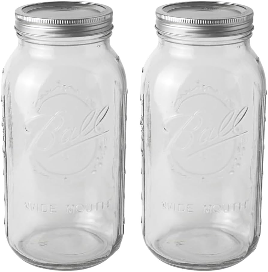 Ball - 64oz Mason Jars with Lids & Bands 2-Pack Half Gallon Mason Jars Clear Glass for Kitchen St... | Amazon (US)