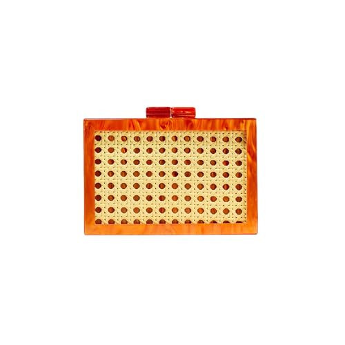 RomanticDesign Women Acrylic Handbag Rattan Woven Pattern Square Box Crossbody Handbag Shoulder Bag Chain Purse (1-orange) | Amazon (US)