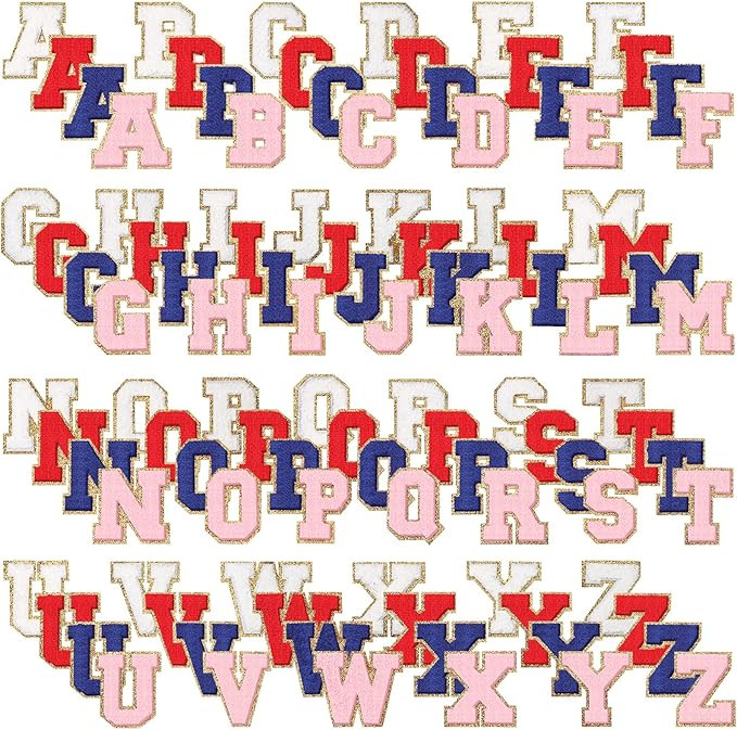104 Pcs Letter Patch Iron on Chenille A-Z Repair Alphabet Applique Patches Embroidered Letter Sew... | Amazon (US)