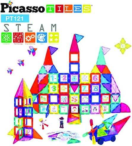 PicassoTiles 121 pc Master Builder Magnetic Building Block Construction Set Magnet Tiles Blocks w... | Amazon (US)