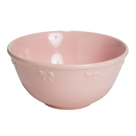 Paris Hilton London Collection Stoneware Soup Bowl, Embossed Bow Detailing, 6.25-inch, Blush Pink | Walmart (US)