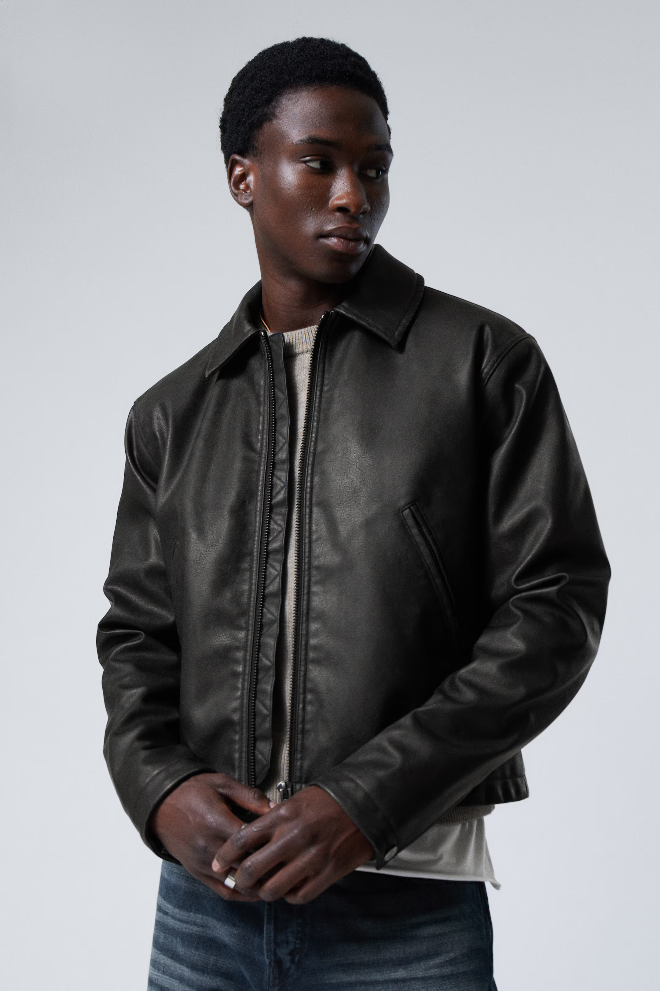 Shrunken Faux Leather Jacket | H&M (UK, MY, IN, SG, PH, TW, HK)