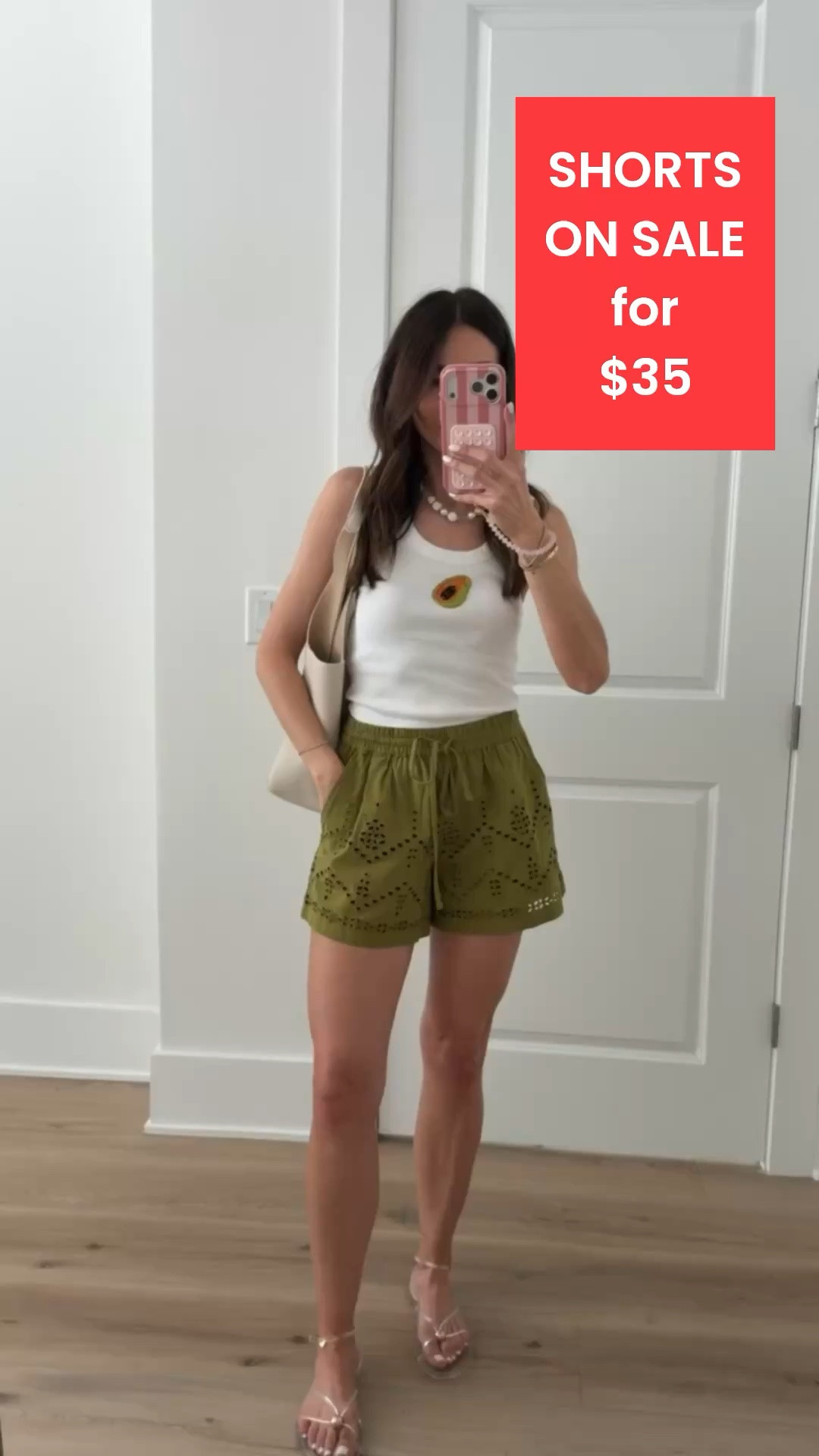 Eyelet shorts on sale for $35.

#LTKSaleAlert #LTKOver40