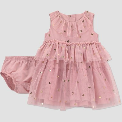 Carter's Just One You® Baby Girls' Butterfly Gold Tulle Dress - Gold/Pink Newborn | Target