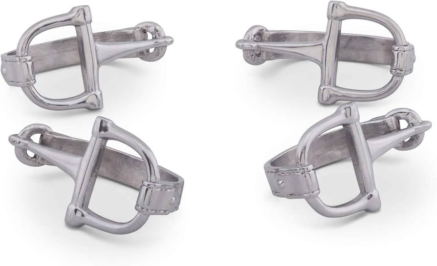 Arthur Court Designer Metal Bit Napkin Rings, Set of 4, Equestrian Aluminum Cast, Horse Horseshoe... | Amazon (US)