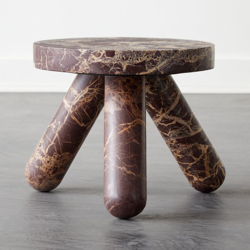 Jaxx Red Marble Modern Side Table + Reviews | CB2 | CB2