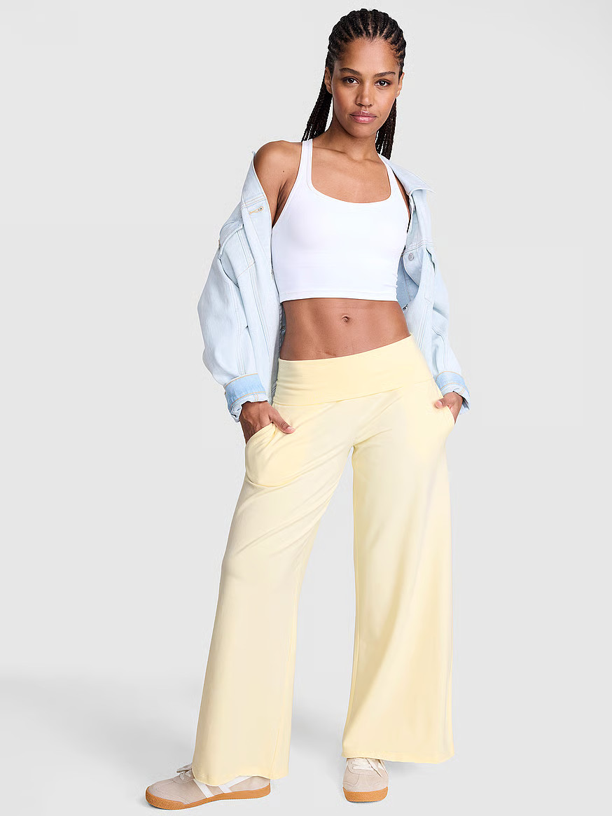ALL-DAY COTTON FOLDOVER WIDE-LEG PANTS | Victoria's Secret (US / CA )