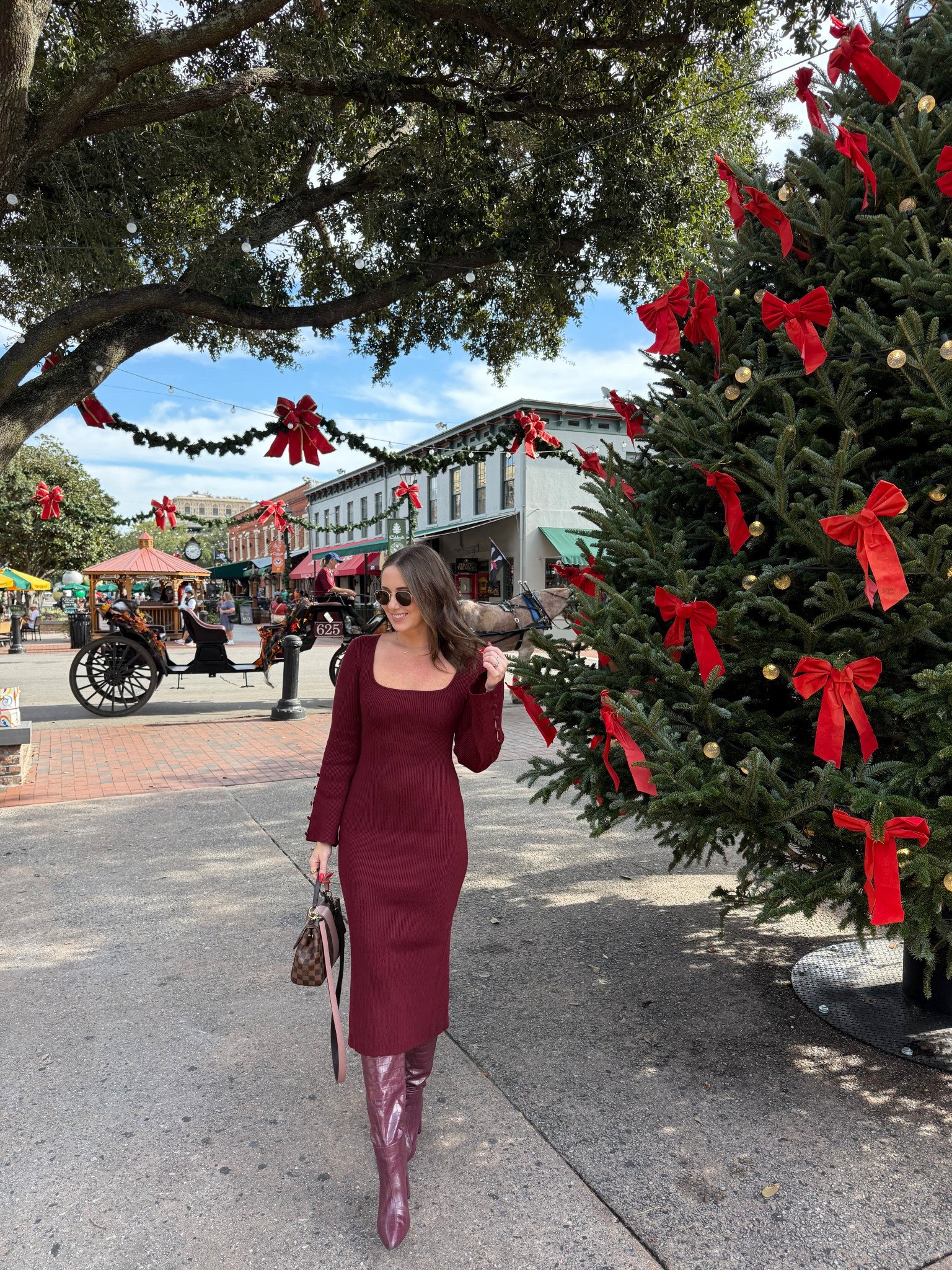 My entire outfit is 20% off! I’m wearing a medium in my maroon dress ✨

#LTKSaleAlert #LTKCyberWeek #LTKHoliday