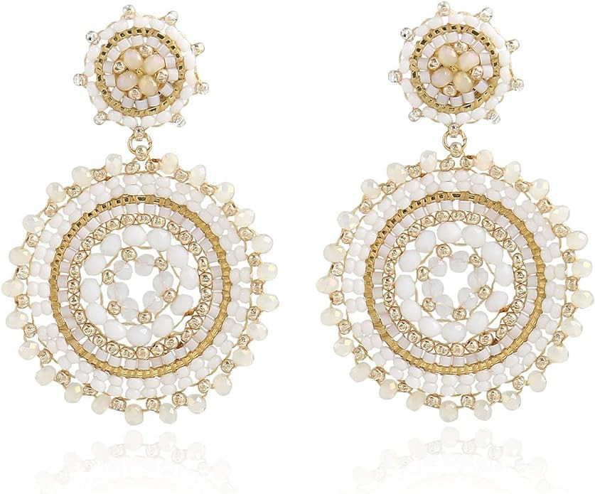 Elegance 11 Designs Beaded Earrings For Women Seed Bead Summer Beach Boho Statement Dangle Handma... | Amazon (US)