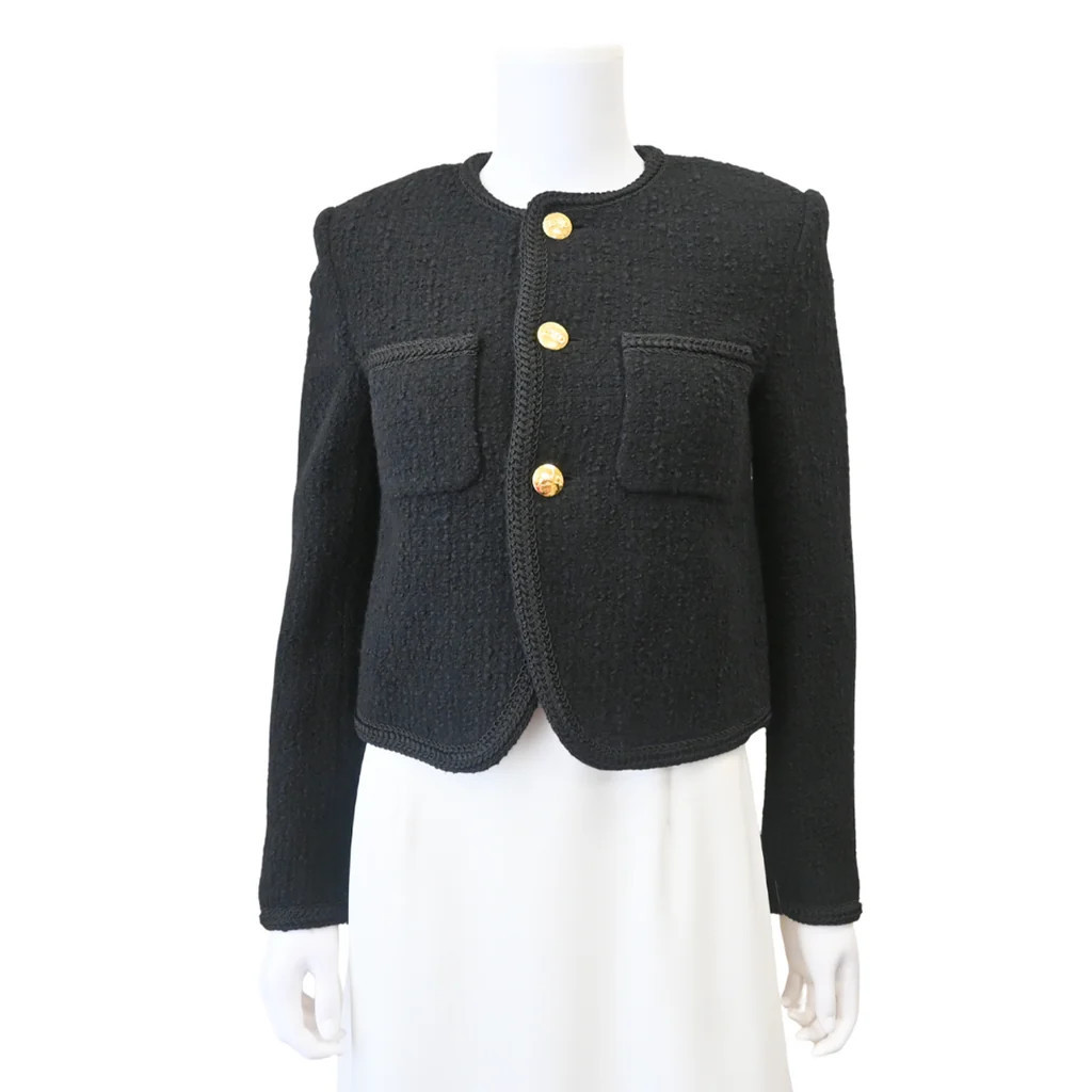 Black Bouclé Tweed Chasseur Jacket S / BLK / Used | Clotheshorse Anonymous