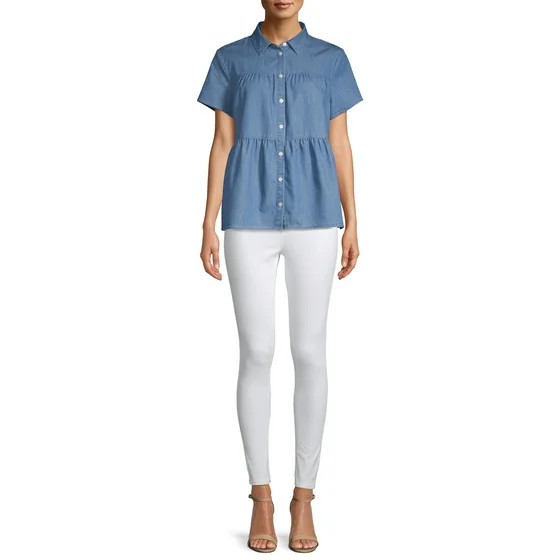 Women's Tiered Button Front Top | Walmart (US)