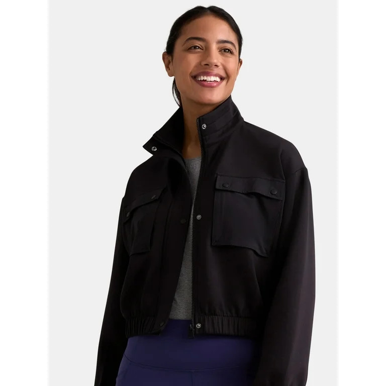 Avia Women's Knit Cargo Cropped Jacket, Size XS-XXXL | Walmart (US)