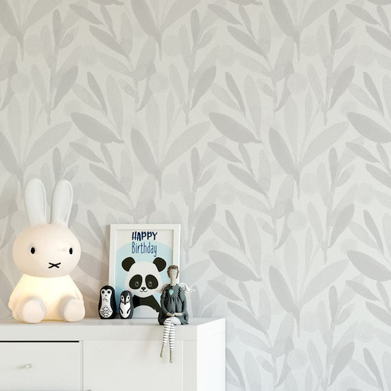 Subtle Floral Wallpaper. 2021 Collection. Color: Fog. Peel and | Etsy Canada | Etsy (CAD)