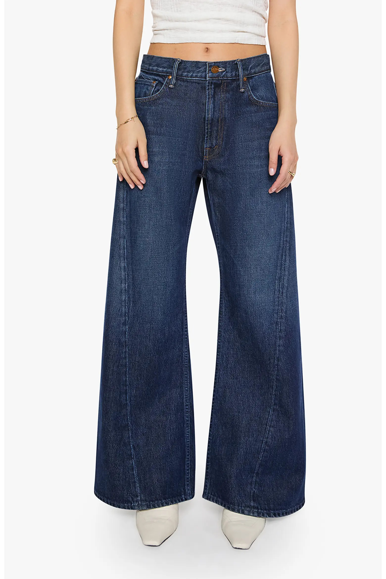 MOTHER Lil' Lemon Twist Sneak Petite Wide Leg Jeans (Women) | Nordstrom | Nordstrom