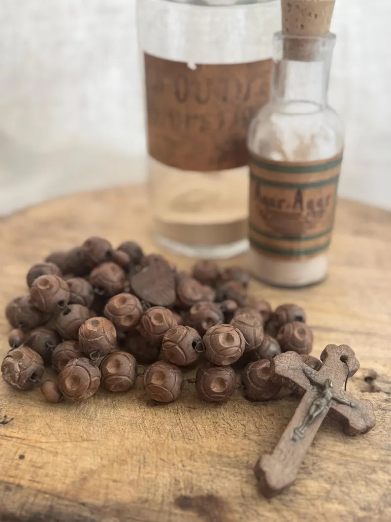 Antique Lourdes Rosary: Oversized Hand-carved Wood Beads, Souvenir De France - Etsy | Etsy (US)