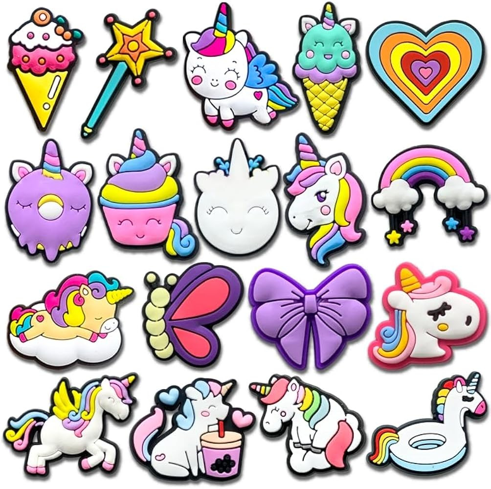 18Pcs Sports Game Astronaut Unicorn Flowers Shoe Charms, Sea Animals Food Fruits Mushroom Charms ... | Amazon (US)