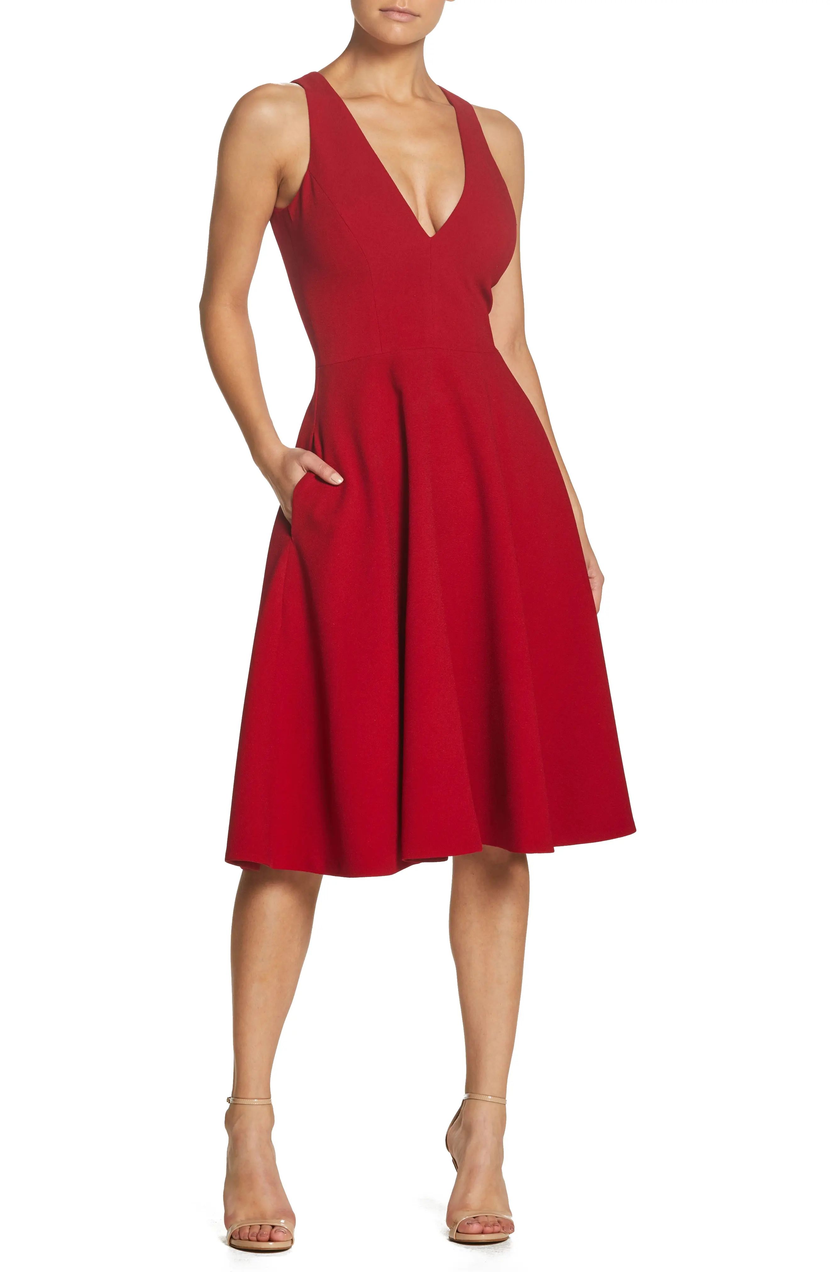 Dress the Population Catalina Tea Length Fit & Flare Dress | Nordstrom