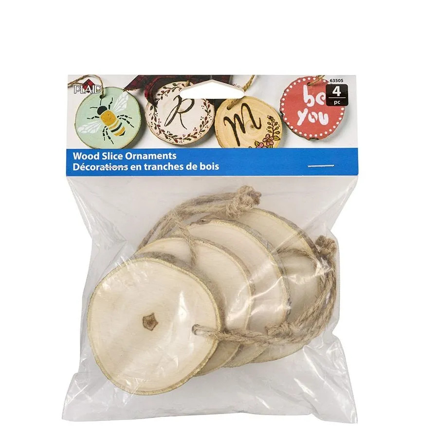 Plaid ® Wood Surfaces - Wood Slice Ornaments, 4 pc.- 63505  | Plaid Online | Plaid Crafts
