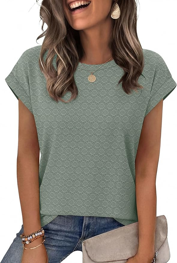 Alaroo Womens Summer Tops Short Sleeve Shirts Crew Neck Tshirt Cute Trendy Tunic Blouses (S-3XL) | Amazon (US)