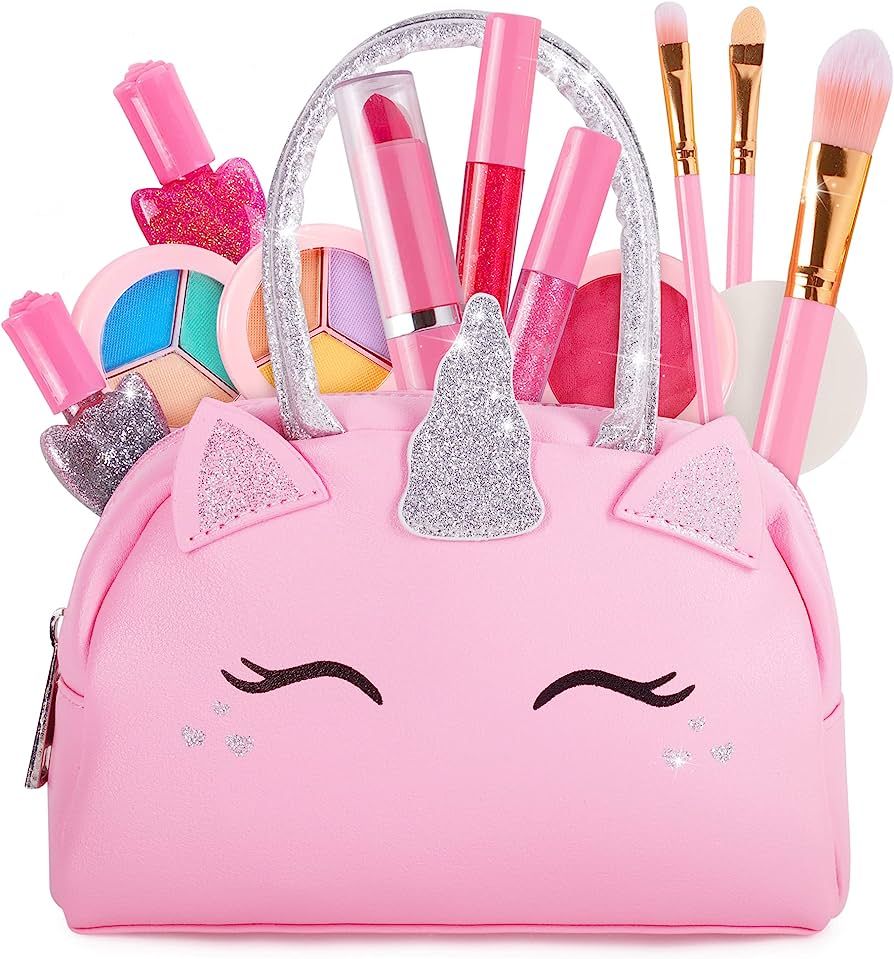 Kids Real Makeup Kit for Little Girls: with Pink Unicorn Purse - Real, Non Toxic, Washable Make U... | Amazon (US)