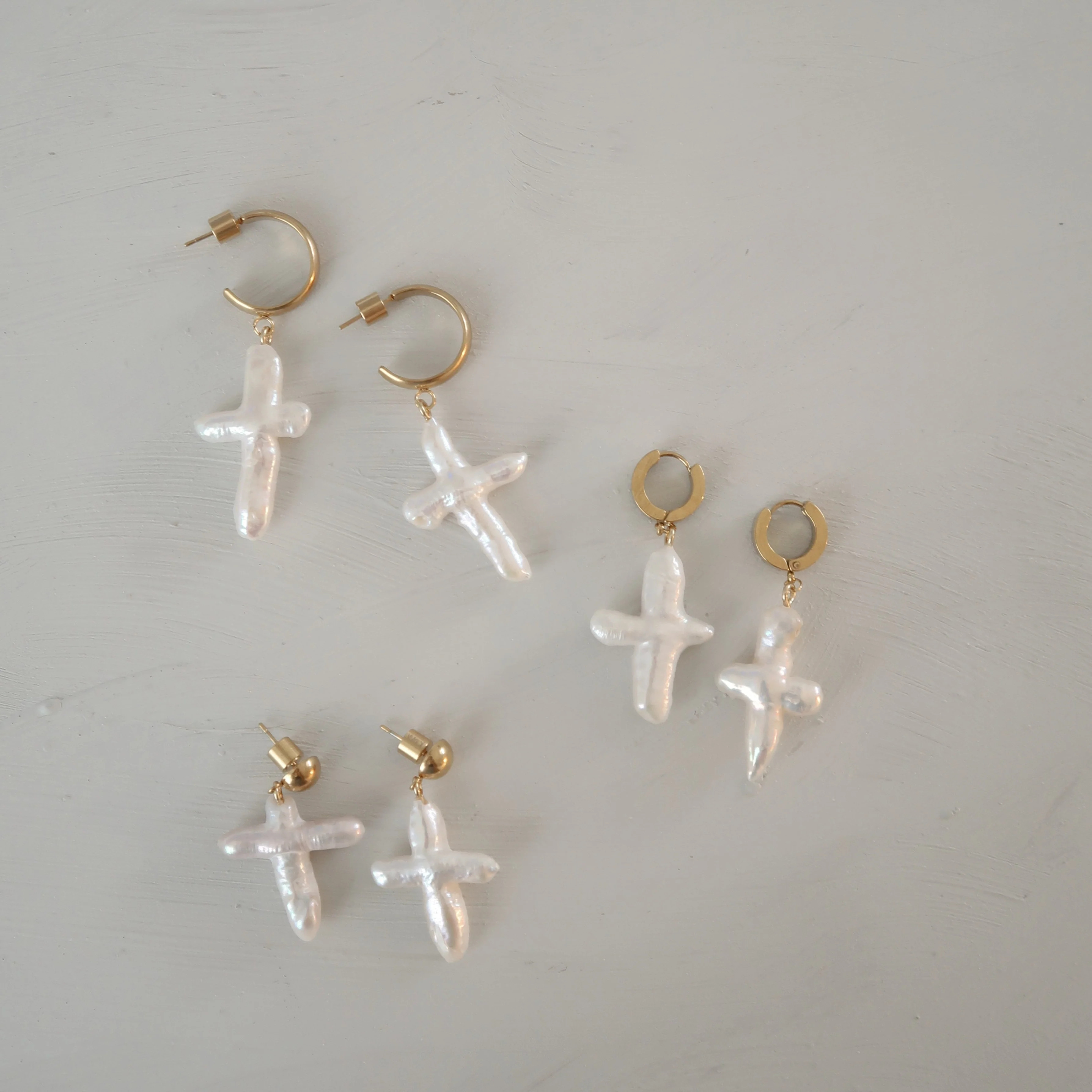 Pearl Cross Earrings | Joiana Jewelry