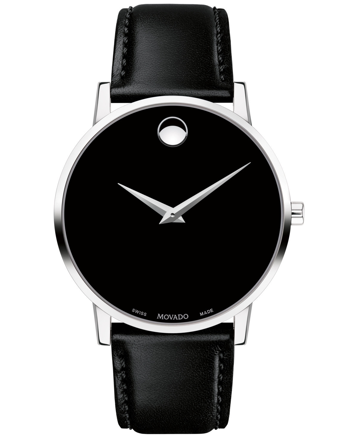 Movado Men's Swiss Museum Classic Black Leather Strap Watch 40mm - Black/Silver Black | Macy's