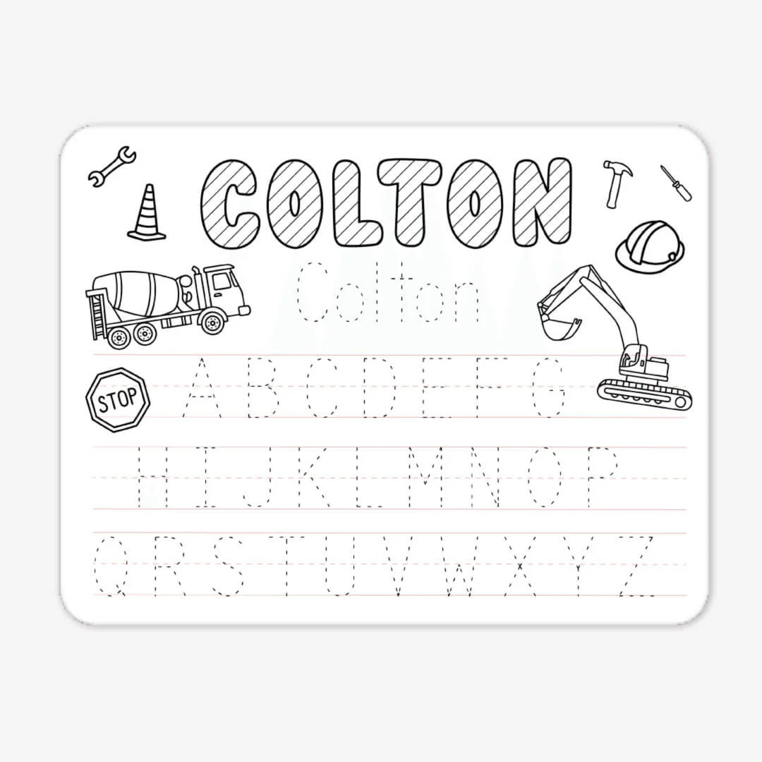 Color Me Kids Personalized Whiteboard | Construction Zone | Caden Lane