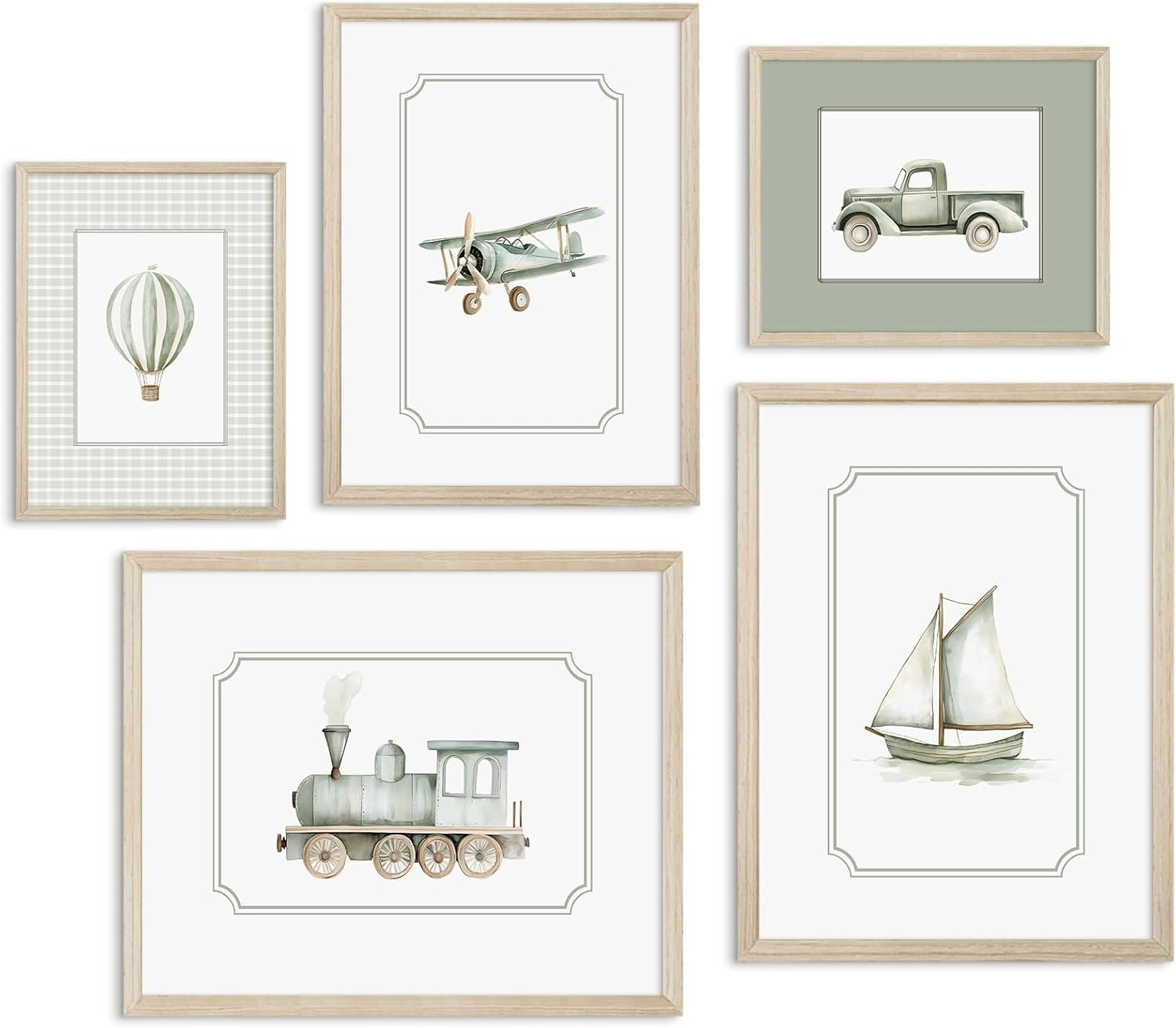 Sage Green Nursery Wall Art Boys Room Canvas Poster Kids Wall Decor Vintage Vehicle Prints Baby T... | Amazon (US)