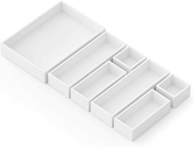 SpaceAid 7-Piece Bamboo Drawer Organizer Storage Boxes Set, Wood Tray Junk Drawer Organizers Mult... | Amazon (US)